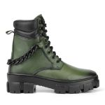 Bota Coturno Casual Feminina Dorf Couro Verde Militar
