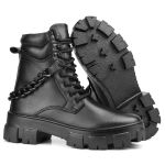 Bota Coturno Casual Feminina Dorf Couro Preto 