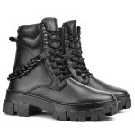 Bota Coturno Casual Feminina Dorf Couro Preto 
