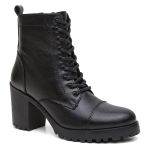 Bota Coturno Casual Feminina salto alto Dorf Couro Preto