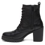 Bota Coturno Casual Feminina salto alto Dorf Couro Preto