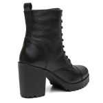 Bota Coturno Casual Feminina salto alto Dorf Couro Preto