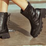 Bota Coturno Tratorada Casual Dorf Feminina Couro Preto