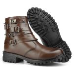 Bota Coturno Casual Feminina Dorf Couro Tabaco