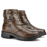 Bota Coturno Casual Feminina Dorf Couro Tabaco