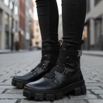 Bota Coturno Casual Feminina Dorf Couro Preto 
