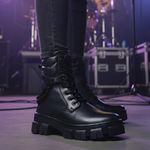 Bota Coturno Casual Feminina Dorf Couro Preto 