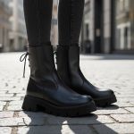 Bota Coturno Tratorada Casual Dorf Feminina Couro Preto