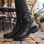 Bota Coturno Casual Feminina Dorf Couro Preto 
