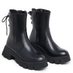 Bota Coturno Tratorada Casual Dorf Feminina Couro Preto