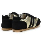 Tenis Feminino Casual Dorf Retro Couro Preto e Ouro