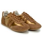 Tenis Feminino Casual Dorf Retro Couro Terra e Bronze