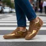Tenis Feminino Casual Dorf Retro Couro Terra e Bronze
