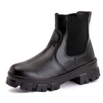 Bota Coturno Feminina Couro Legitimo Preto - REF: 10