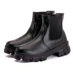 Bota Coturno Feminina Couro Legitimo Preto - REF: 10