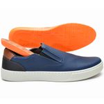 Sapatênis Casual Masculino Slip-On Couro Sintetico Marinho- REF: 1003 