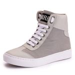 Tênis Sneaker Couro Sintético Cinza