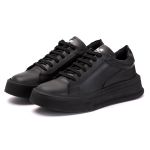 Sapatênis Casual Masculino Couro Legitimo Preto - REF: 60230 