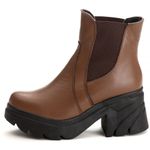 Bota Coturno Chelsea Feminina Couro Legitimo Mouro - REF: 6729 