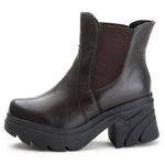 Bota Coturno Chelsea Feminina Couro Legitimo Café - REF: 6729 