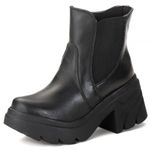 Bota Coturno Chelsea Feminina Couro Legitimo Preto - REF: 6730