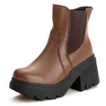 Bota Coturno Chelsea Feminina Couro Legitimo Mouro - REF: 6730