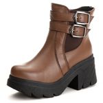 Bota Coturno Chelsea Feminina Couro Legitimo Mouro - REF: 6731