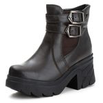 Bota Coturno Chelsea Feminina Couro Legitimo Café - REF: 6731