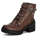 Bota Coturno Tratorada Feminina Em Couro Legitimo Mouro
