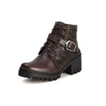 Bota Coturno Feminino Couro Legitimo Café - REF: 6742
