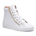 Tenis Vegano Bawmi Cano Alto Feminino Branco com Ziper