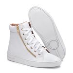Tenis Vegano Bawmi Cano Alto Feminino Branco com Ziper