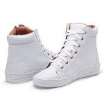 Tenis Vegano Bawmi Cano Alto Feminino Branco com Ziper
