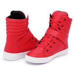 Tenis Vegano Bawmi Cano Alto Feminino Vermelho com Tira