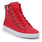 Tenis Vegano Bawmi Cano Alto Feminino Vermelho com Ziper