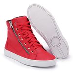 Tenis Vegano Bawmi Cano Alto Feminino Vermelho com Ziper
