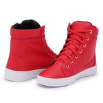 Tenis Vegano Bawmi Cano Alto Feminino Vermelho com Ziper