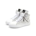 Tenis Sneaker Bawmi Cano Alto Feminino Branco / Gelo com Ziper
