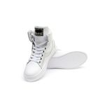 Tenis Sneaker Bawmi Cano Alto Feminino Branco / Gelo com Ziper