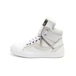 Tenis Sneaker Bawmi Cano Alto Feminino Branco / Gelo com Ziper