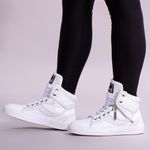 Tenis Sneaker Bawmi Cano Alto Feminino Branco / Gelo com Ziper