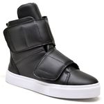 Tenis Vegano Bawmi Cano Alto Feminino Preto com Tiras em Velcro