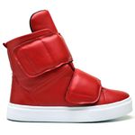 Tenis Vegano Bawmi Cano Alto Feminino Vermelho com Tiras em Velcro