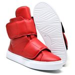 Tenis Vegano Bawmi Cano Alto Feminino Vermelho com Tiras em Velcro