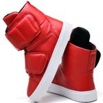 Tenis Vegano Bawmi Cano Alto Feminino Vermelho com Tiras em Velcro