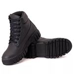 Bota Coturno Tratorado Feminino Couro Sintético Preto - REF: 17
