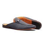 Sapato Masculino Mule Social Bridão Aço Lona Jeans