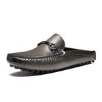 Sapato Masculino Mule Casual Estampa Linho Bridao Preto Latego Chumbo