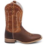 Bota Texana Masculina Marrom Solado Recouro Com Salto de Madeira