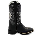 Bota Feminina Texana Country Preta Bordado Cruz